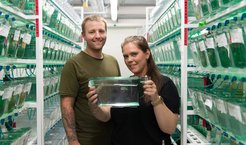 Mattias and Christina in the Fish Facility